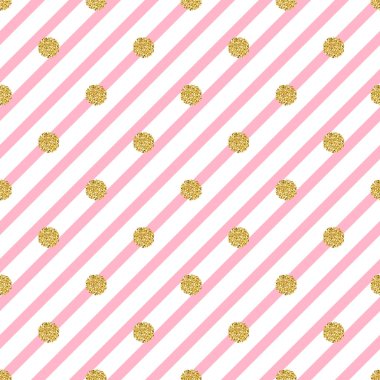 Pembe çizgili arka planda kusursuz altın nokta parıltısı