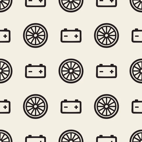 Seamless Monochrome Car Repair Symbol Pattern Background — 스톡 벡터