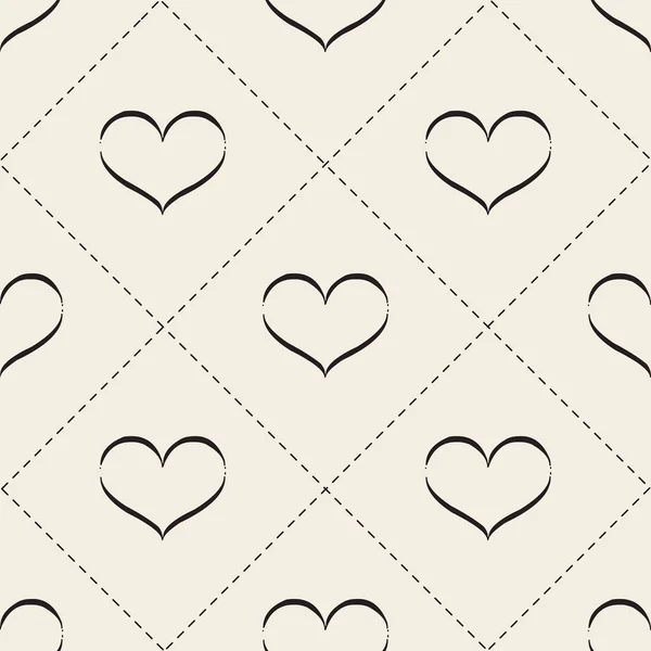 Fond Motif Coeur Monochrome Sans Couture — Image vectorielle