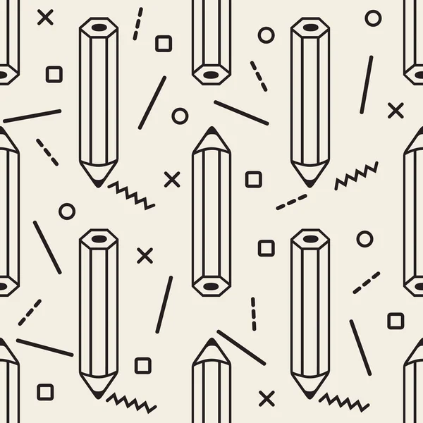 Naadloos Monochroom Potlood Met Geometrische Patroon Achtergrond — Stockvector