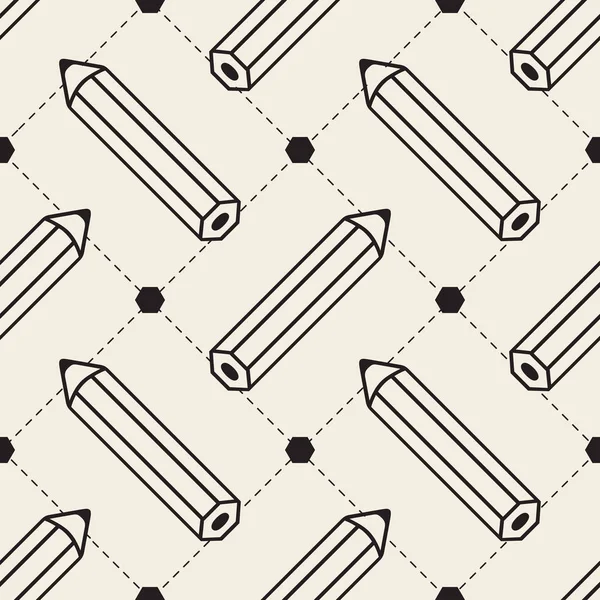 Seamless Monochrome Pencils Geometric Pattern Background — 스톡 벡터