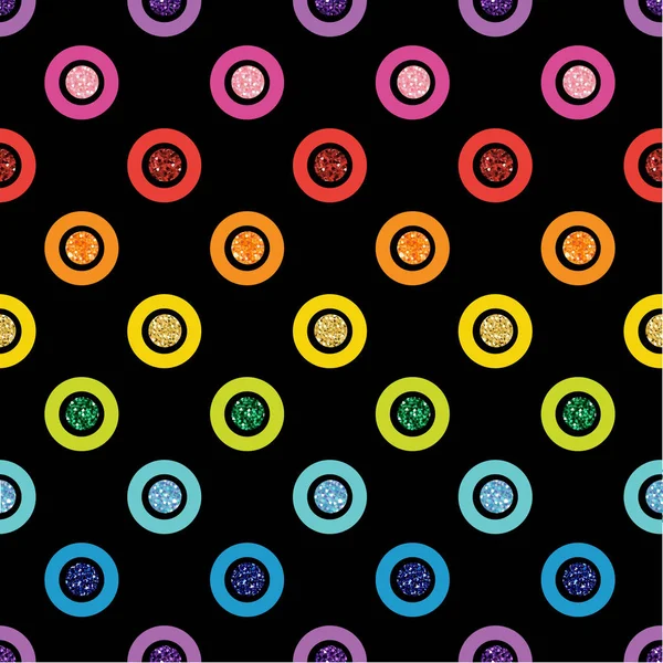 Rainbow Colorful Dot Glitter Sur Contexte Noir — Image vectorielle