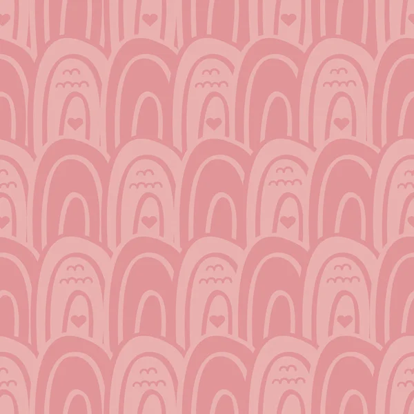 Seamless Abstract Pink Wave Heart Pattern Background — 스톡 벡터