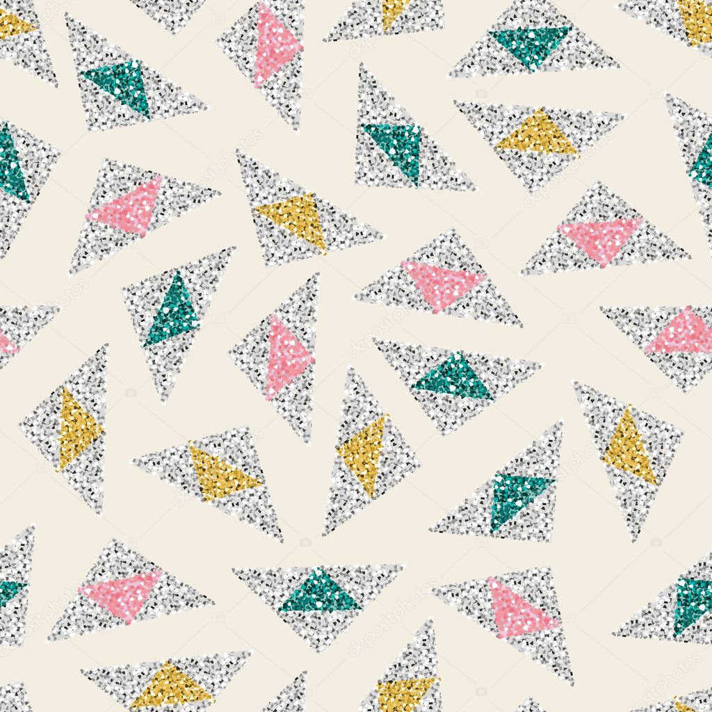 seamless colorful triangle glitter pattern background