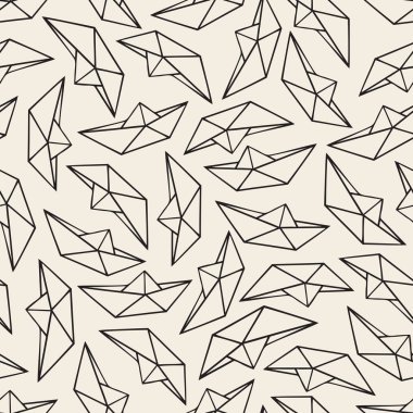 Origami kağıt desenli arka plandan kusursuz tek renkli yelkenli.