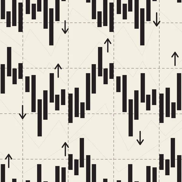 Monochrome Aandelenmarkt Investeringstabel Met Pijl Neer Patroon Achtergrond — Stockvector