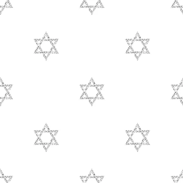 Seamless Silver Glitter Star Pattern White Background - Stok Vektor