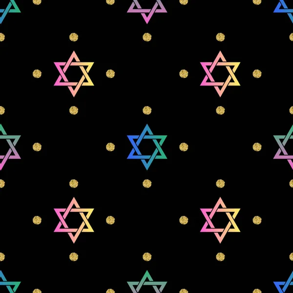 Motif Étoile Néon Coloré Sans Couture Avec Des Paillettes Point — Image vectorielle