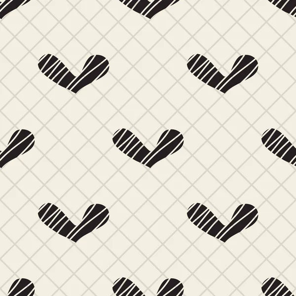 Nahtlose Valentine Muster Hintergrund Mit Konfetti Hand Gezeichnet Herz — Stockvektor