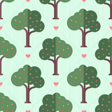 Yeşil çizgili pembe kalp desenli kusursuz aşk ağacı.