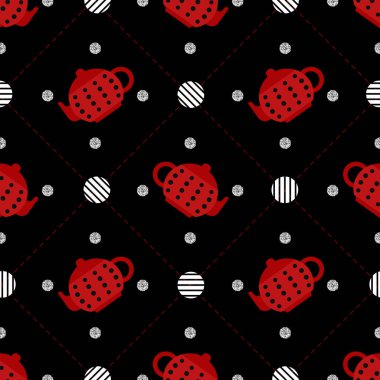 Siyah zemin üzerinde siyah benekli çaydanlık deseni olan pürüzsüz kırmızı bir uğur böceği gibi.