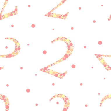 Beyaz arkaplandaki renkli polka nokta deseninden kusursuz iki numara.