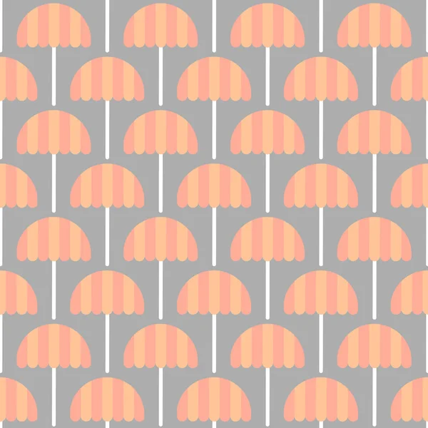 Motif Été Sans Couture Sur Fond Gris Avec Parapluie — Image vectorielle
