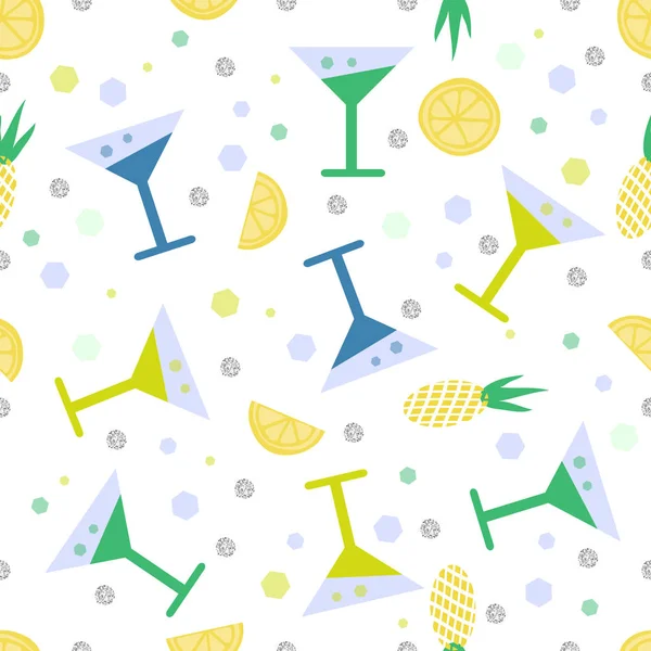 Seamless Summer Pattern Background Fresh Juice — Stock Vector