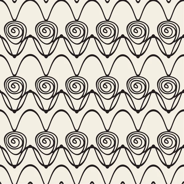 Seamless Monochrome Flower Stripe Line Pattern Background — Stock Vector