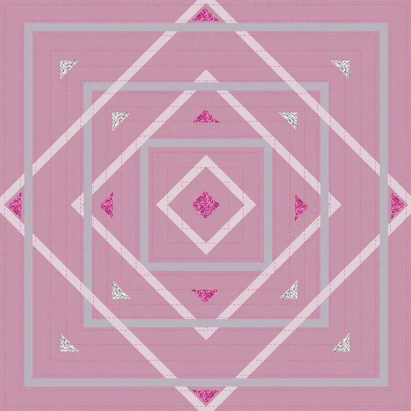 Monochrom Rosa Quadratische Umrissform Mit Glitzermuster Hintergrund — Stockvektor