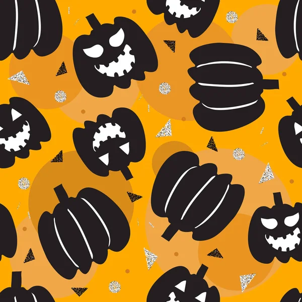 Sans Couture Motif Élément Halloween Fond Avec Citrouille Jack — Image vectorielle