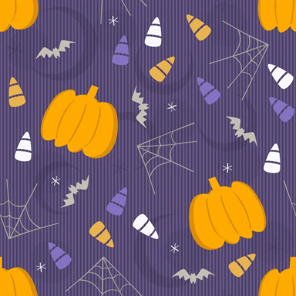 Sem Costura Halloween Elemento Padrão Fundo Com Abóbora Doces —  Vetores de Stock