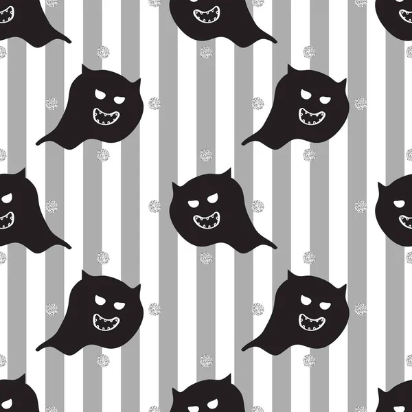 Patrón Elemento Halloween Sin Costuras Sobre Fondo Raya Con Brillo — Vector de stock