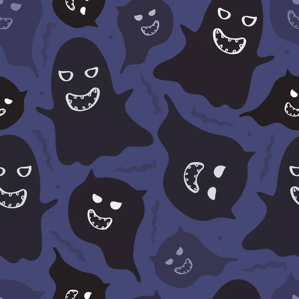 Fond Motif Nuit Halloween Sans Couture Avec Effrayant — Image vectorielle