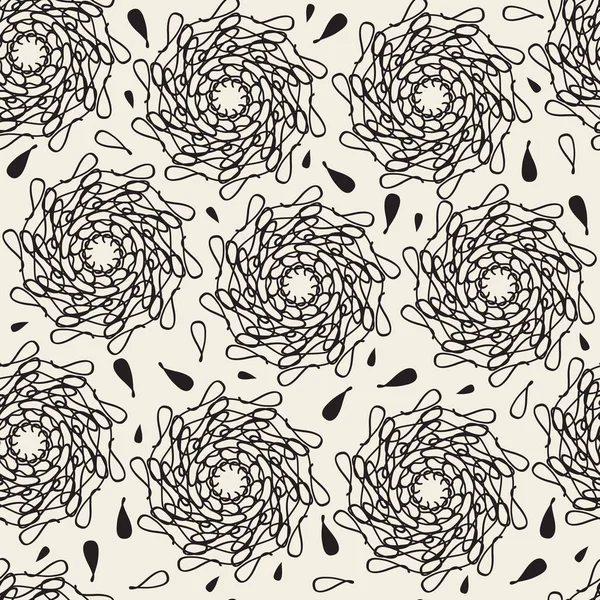 无缝手绘单色花纹背景 — 图库矢量图片