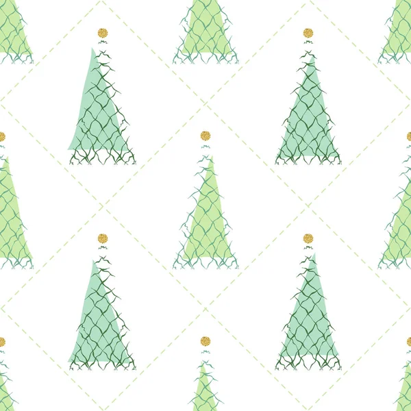 Бесшовный Сезон Рождества Абстрактными Зелеными Соснами Фоне Элемента Блеска — стоковый вектор