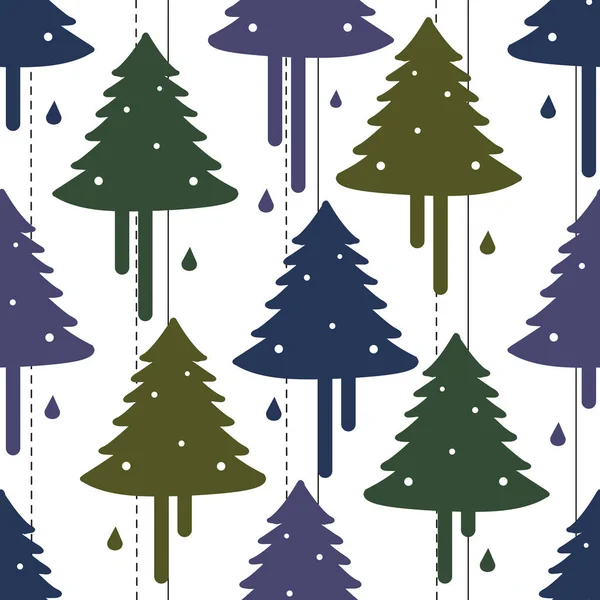 Seamless Christmas Pattern Background Colorful Pine Tree — Stock Vector