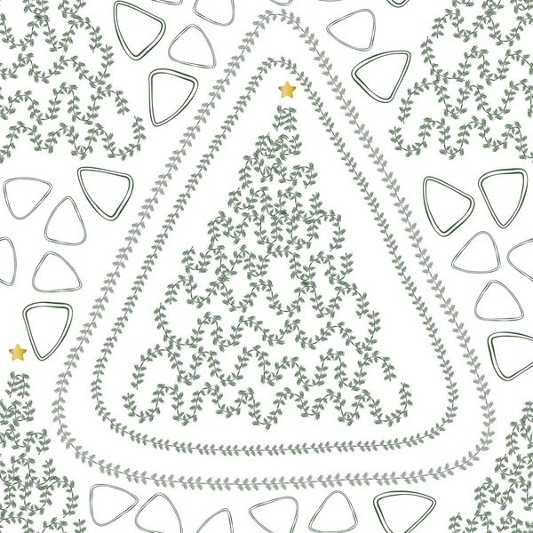 Безшовний Різдвяний Сезон Сосновими Деревами Фоном Візерунка Зеленого Листя — стоковий вектор