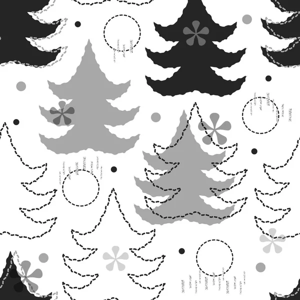 Seamless Christmas Pattern Background Glitter Snowflake Pine Tree — Stock Vector