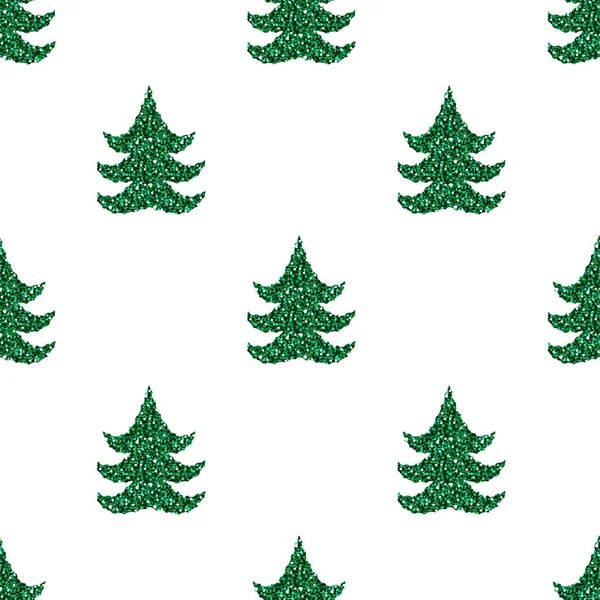 Бесшовный Рождественский Узор Фон Зеленого Блеска Сосны — стоковый вектор