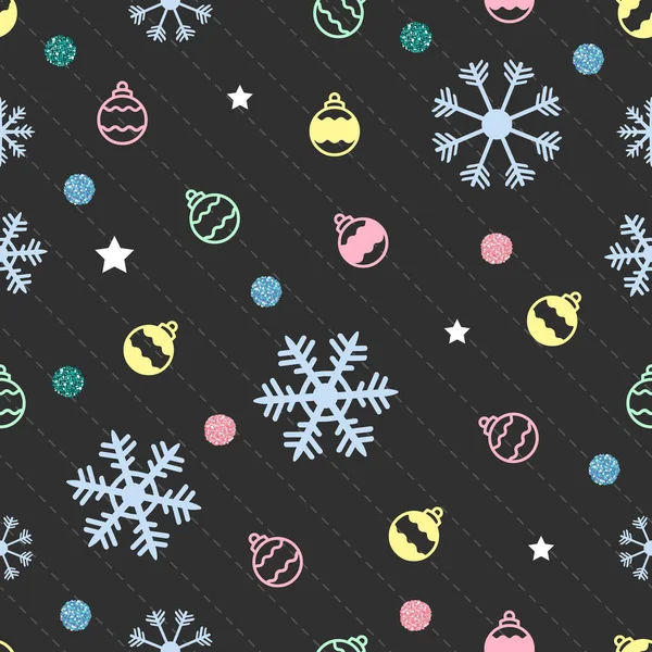 Patrón Navidad Sin Costuras Sobre Fondo Gris Con Nieve Estrella — Archivo Imágenes Vectoriales