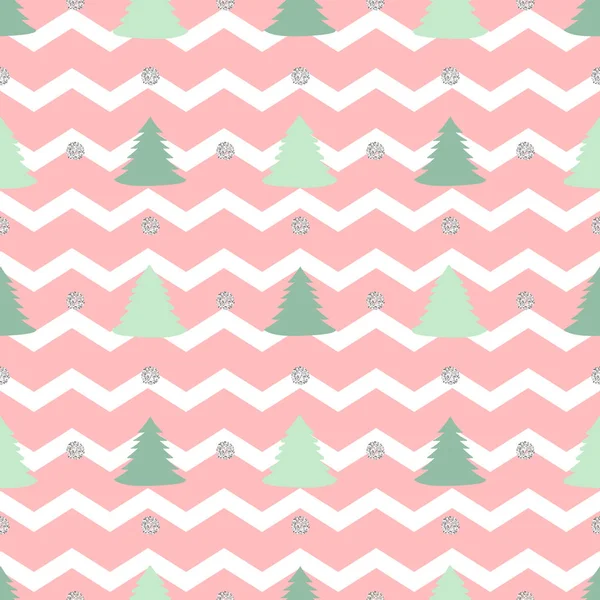 Motif Noël Sans Couture Avec Pin Vert Sur Fond Rayé — Image vectorielle
