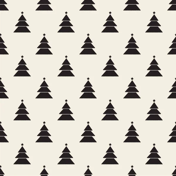 Nahtlose Weihnachtliche Muster Hintergrund Mit Monochromen Kiefer — Stockvektor