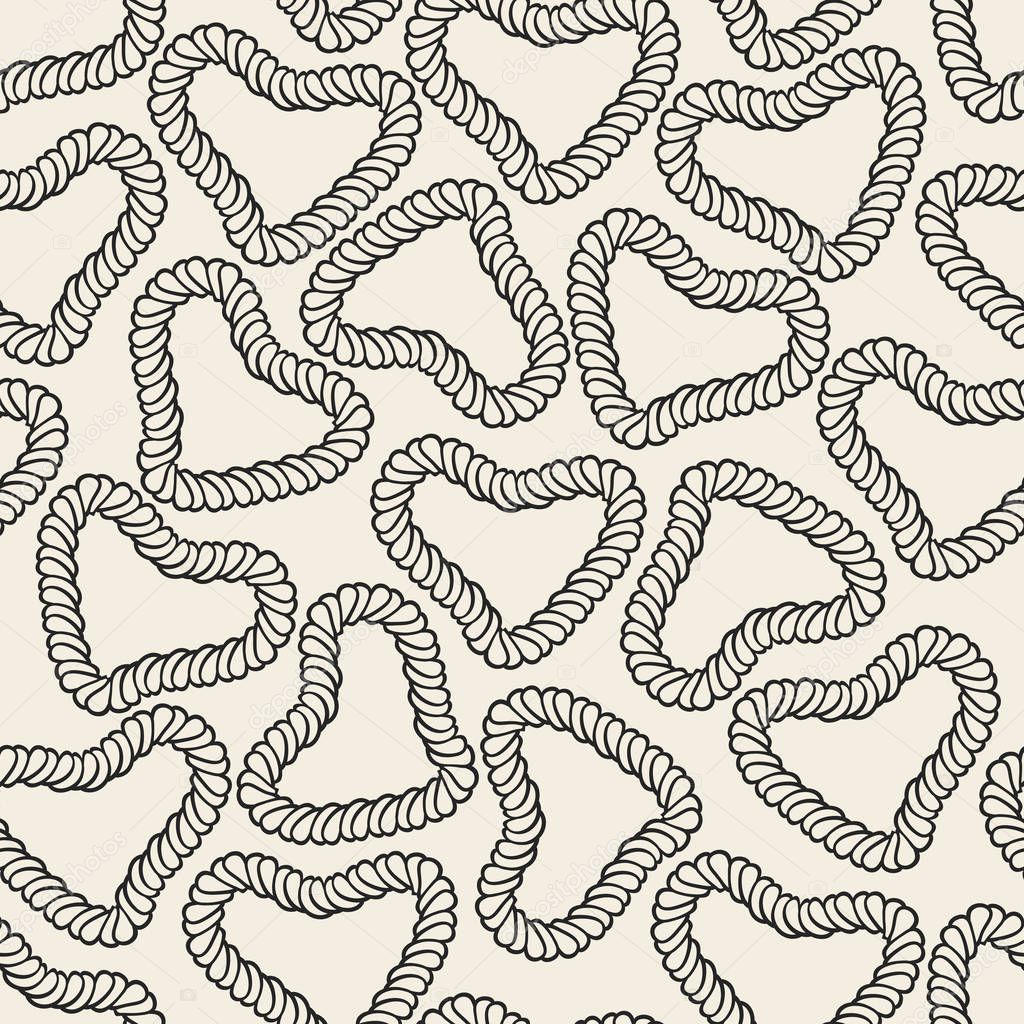 seamless monochrome heart from rope pattern background
