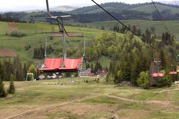 Chairlift with a mountain landscape of the Kartat mountains