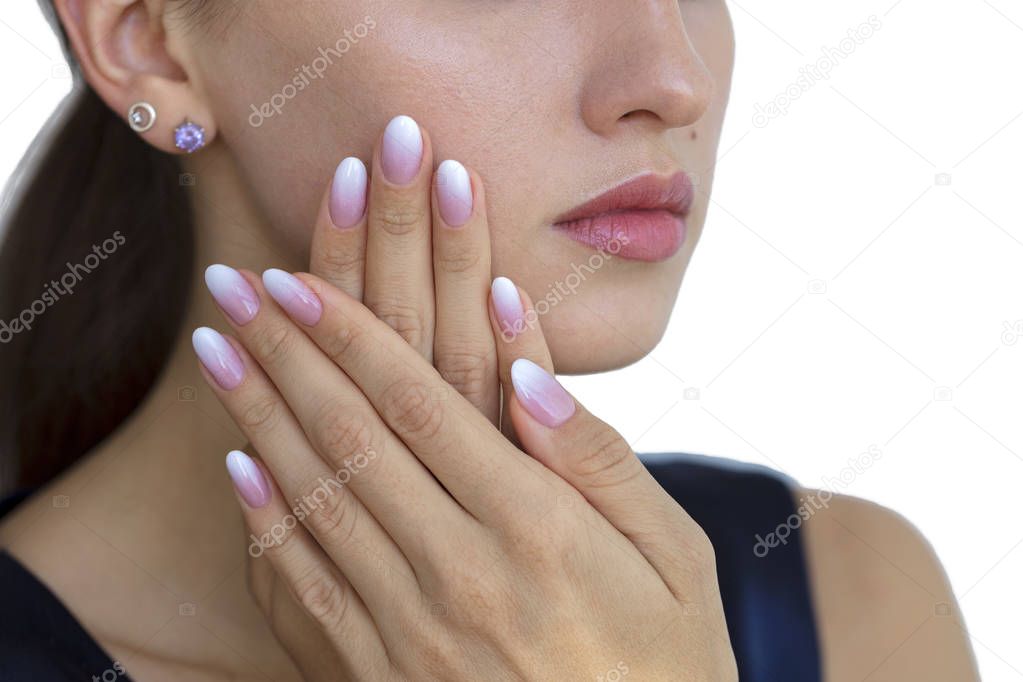 Beautiful woman's nails with beautiful french manicure ombre