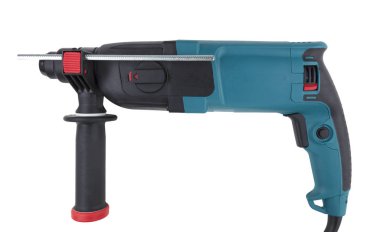 El elektrikli matkap-beyaz arka plan üzerinde izole Zımba,