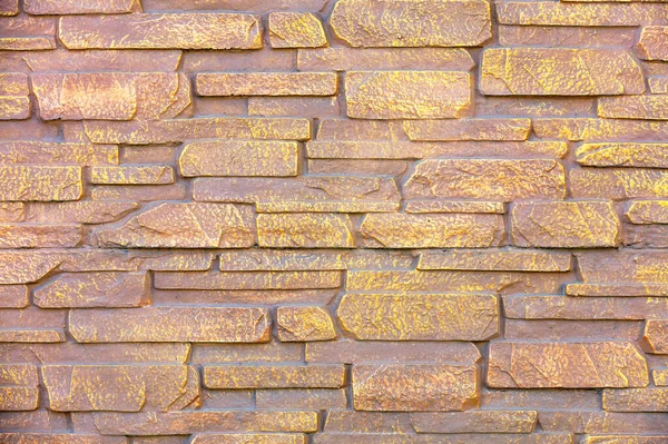 Moderní Kamenná Cihlová Stěna Malována Hnědou Zlatou Barvou Pro Použití — Stock fotografie