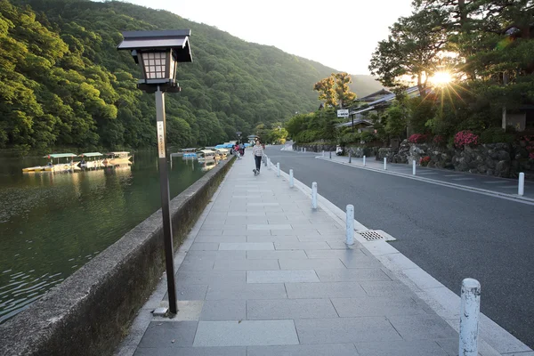 Pasarela japonesa en verde Árboles de jardín — Foto de Stock