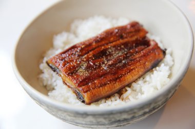 Unagi don, pirinç, yılan balığı ızgara Japon yemekleri
