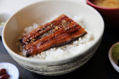 Unagi don, pirinç, yılan balığı ızgara Japon yemekleri