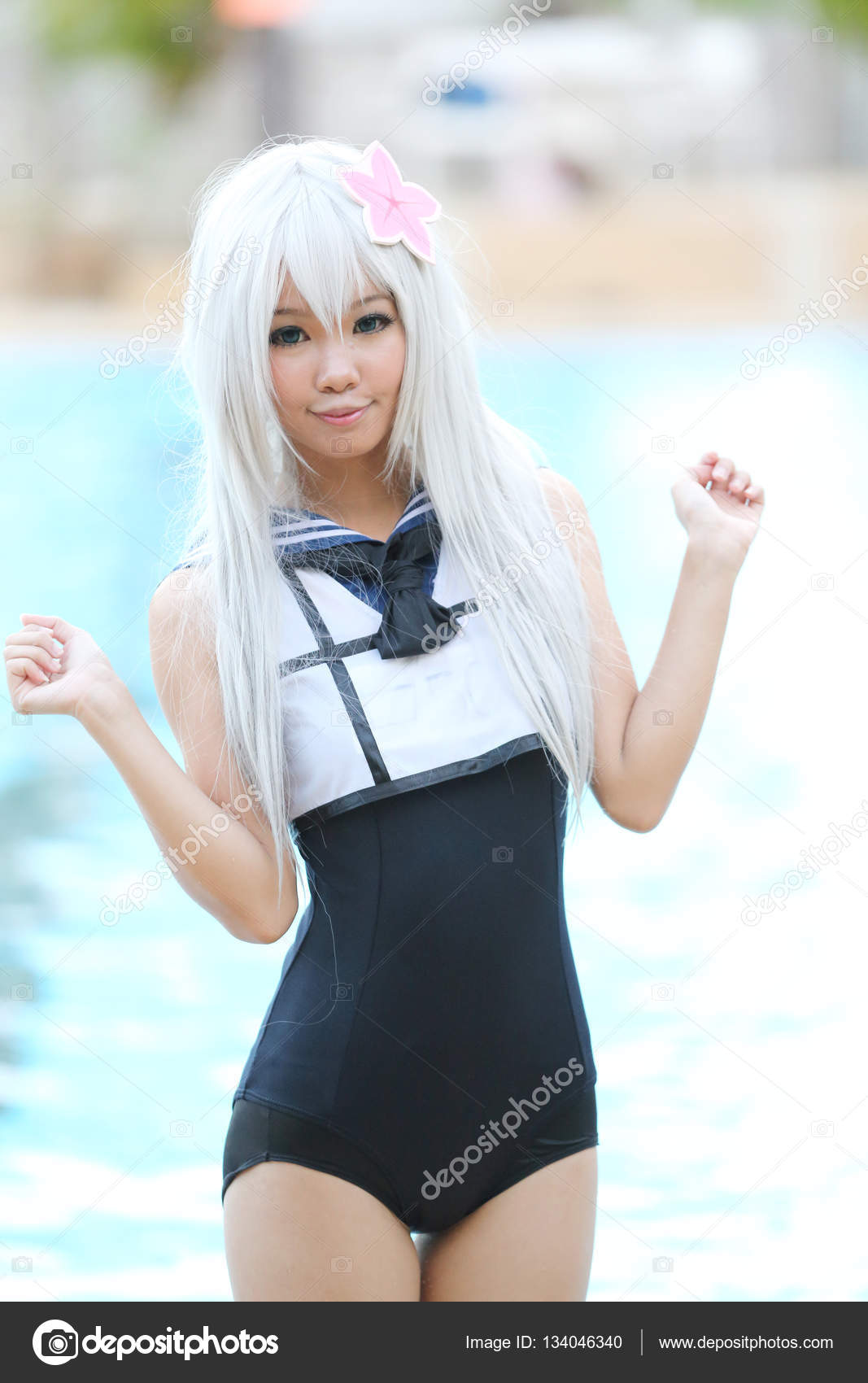 Asian Cosplay Girl With Swim Suite Stock Image Asian Cosplay Girl With Swim Suite Stock Image