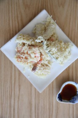 Mix tempura ahşap arka plan üzerinde