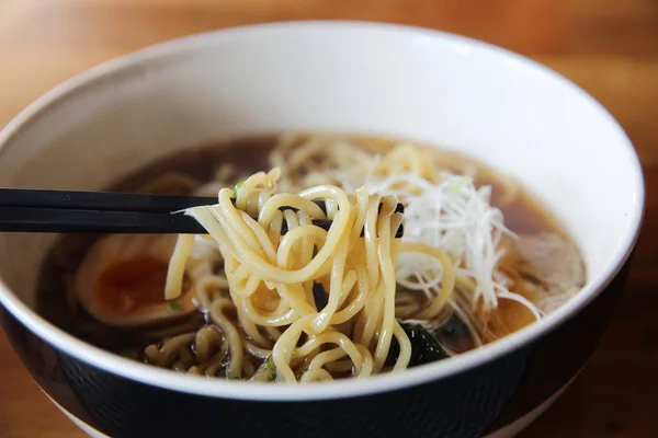 Ramen noodle japanese food on wood background — Stock Photo, Image