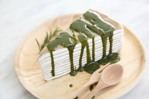 Green tea crape cake sweet food — Stock Photo, Image