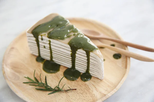 Green tea crape cake sweet food — Stock Photo, Image