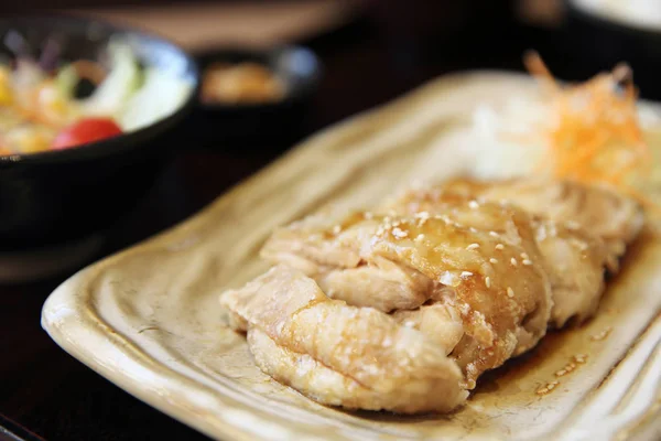 Chicken teriyaki with rice — Stock Photo, Image