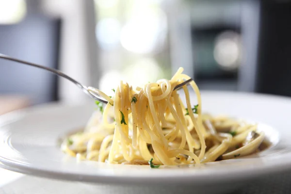 Špagety Vongole, špagety s škeble a Chilli — Stock fotografie