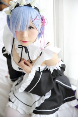 Japonya anime cosplay kız, Ram sıfır, beyaz sesi yeniden