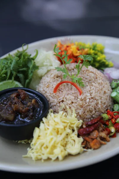 Local Thai food Rice Mixed with Shrimp paste — Stock Photo, Image
